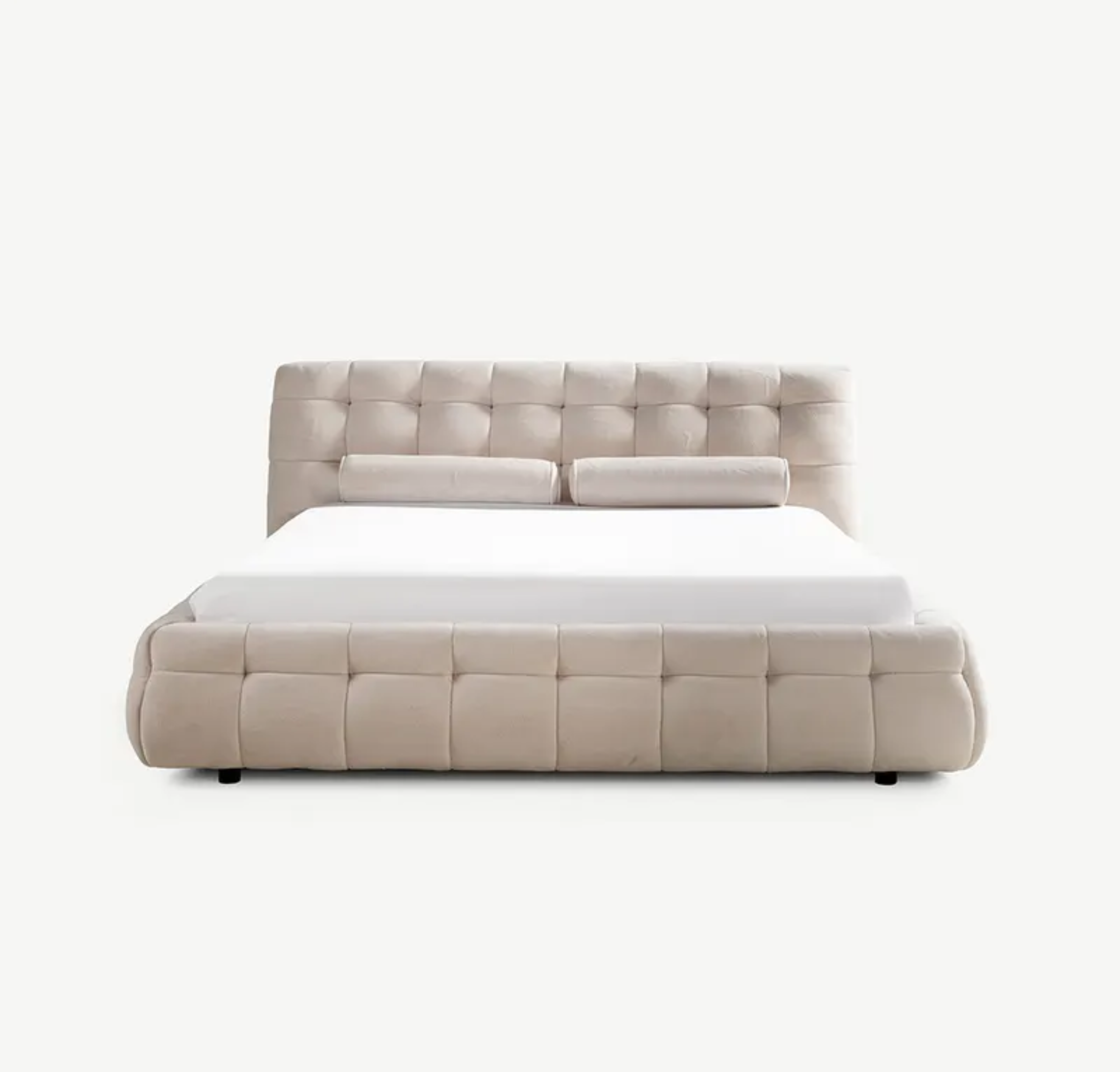 Comfynest Brasilia Queen Bed - Tufted Headboard, Plush Design, Beige, Modern Style, Perfect for Bedroom Décor