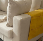 Comfynest Contemporary 2-Seater Sofa with Square Arm and Bolster Pillows - Yellow/Beige, 142.24 x 60.96 x 55.88 cm (Beige)