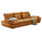 Comfynest Contemporary Tech Cloth Standard Sofa with Removable Cushions and Pillows, Living room Stylish Couch, 279.4 x 78.74 x 83.82 cm - Multiple Colors Available (Orange, 2-Seater)