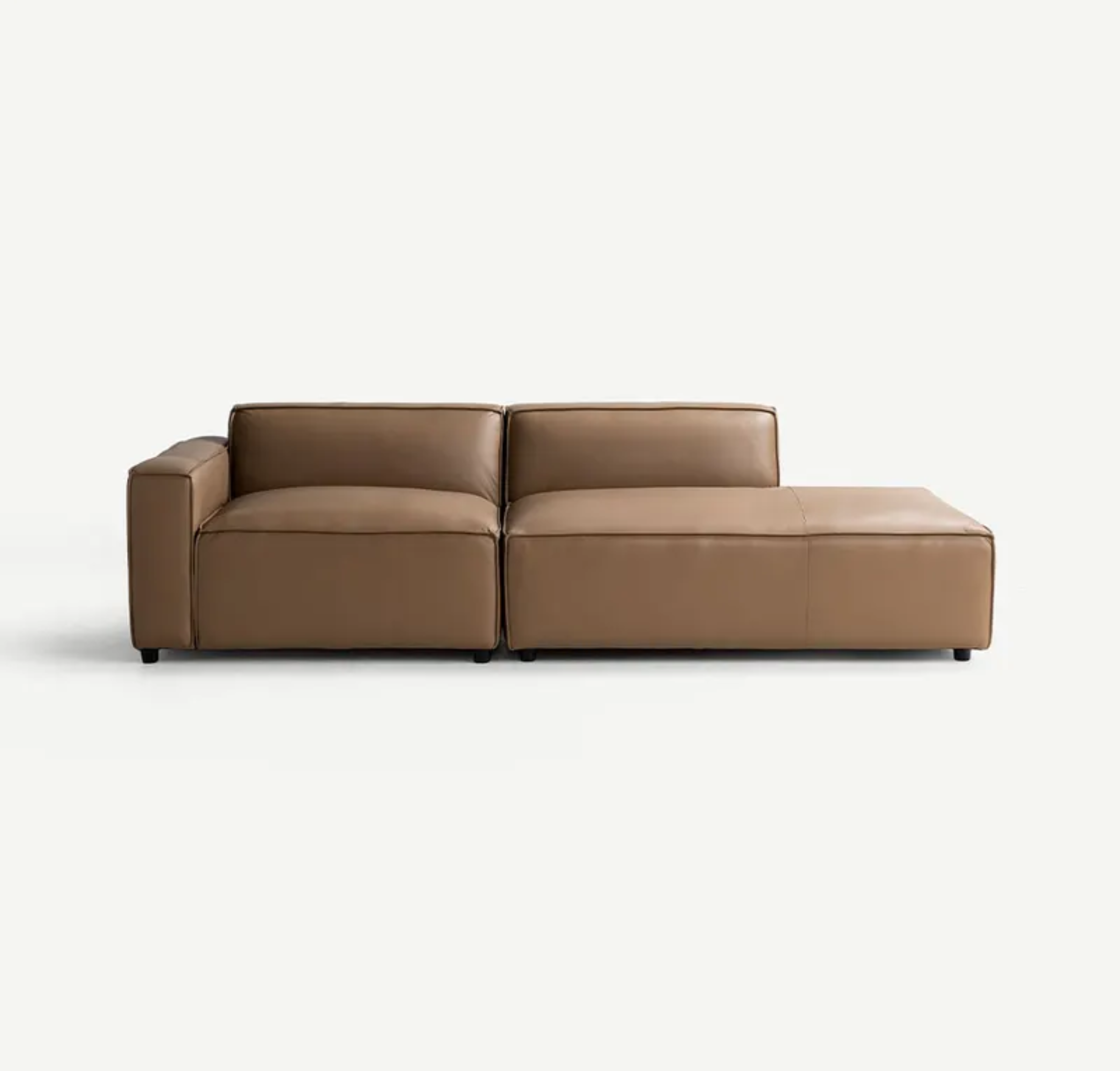 Comfynest Leather Corner Sofa Taupe - Comfortable Modern Couch for Living Room - Set of 2 Pieces