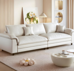 Comfynest Modern 3/4-Seat Standard Sofa with Pillow Top Arm and Pillows, Off-White, 299.72 x 78.74 x 71.12 cm, Living Room Sofa (3-Seater)