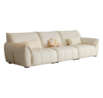 Comfynest Modern Off-White Genuine Leather Sofa with Pillow Top Arm and Cushion Back, 104.14x106.68x86.36 cm