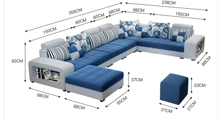 Comfynest 7-Seater Modern Sofa Set with Unique Design, Perfect for Spacious Living Rooms – 238x358x82cm