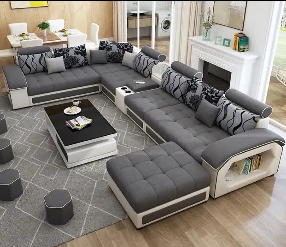 Comfynest 7-Seater Modern Sofa Set with Unique Design, Perfect for Spacious Living Rooms – 238x358x82cm