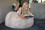 Comfynest Lush Fur Round Plush Bean Bag Chair Cover for Adults, 93x92cm