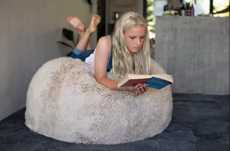 Comfynest Lush Fur Round Plush Bean Bag Chair Cover for Adults, 93x92cm