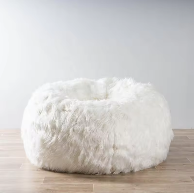 Comfynest Lush Fur Round Plush Bean Bag Chair Cover for Adults, 93x92cm