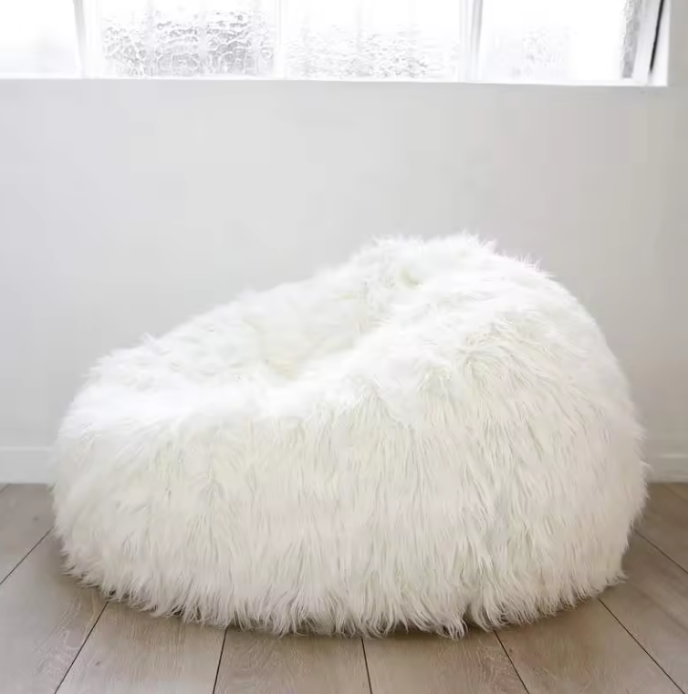 Comfynest Lush Fur Round Plush Bean Bag Chair Cover for Adults, 93x92cm