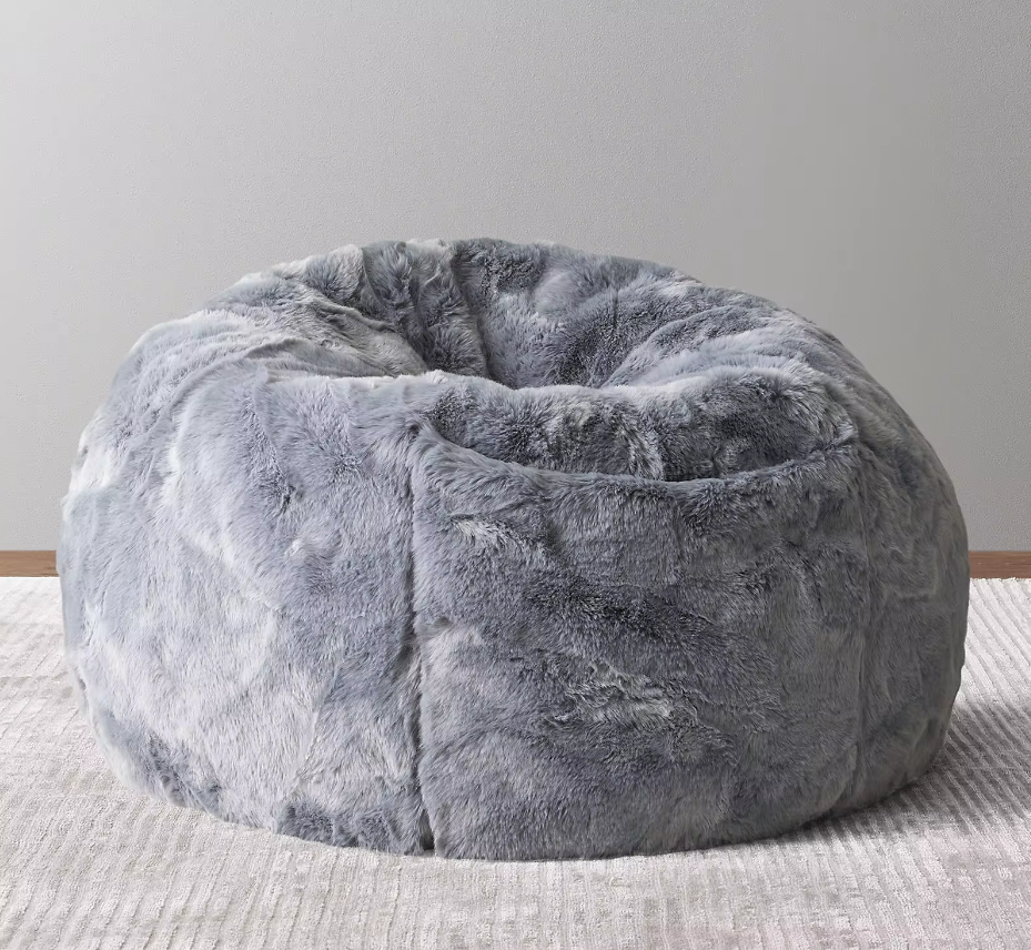 Comfynest Lush Fur Round Plush Bean Bag Chair Cover for Adults, 93x92cm