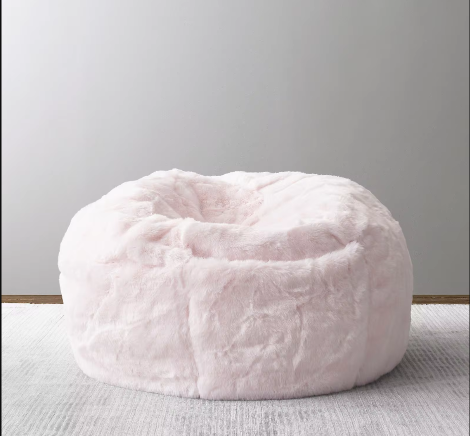 Comfynest Lush Fur Round Plush Bean Bag Chair Cover for Adults, 93x92cm