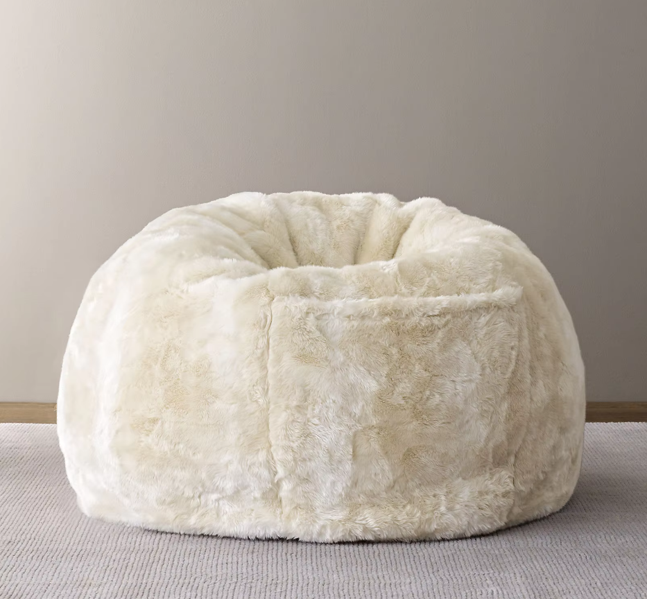 Comfynest Lush Fur Round Plush Bean Bag Chair Cover for Adults, 93x92cm