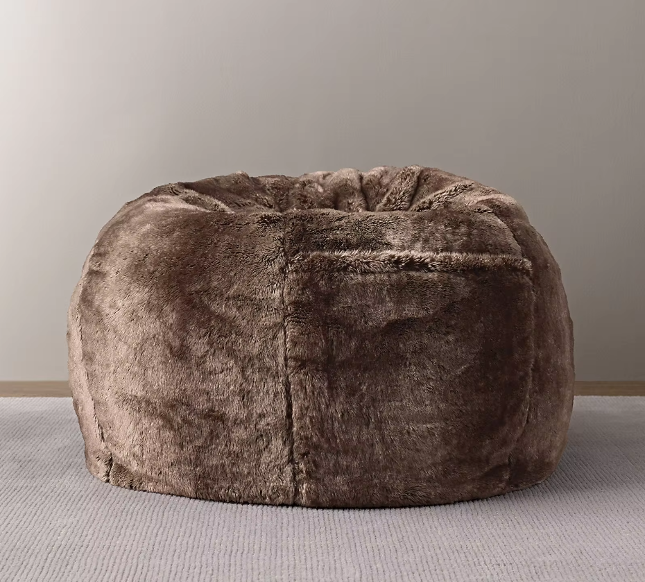 Comfynest Lush Fur Round Plush Bean Bag Chair Cover for Adults, 93x92cm