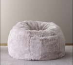 Comfynest Lush Fur Round Plush Bean Bag Chair Cover for Adults, 93x92cm