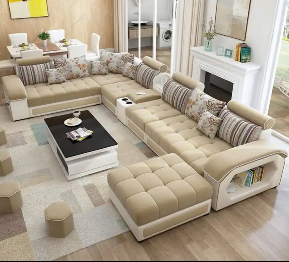 Comfynest 7-Seater Modern Sofa Set with Unique Design, Perfect for Spacious Living Rooms – 238x358x82cm