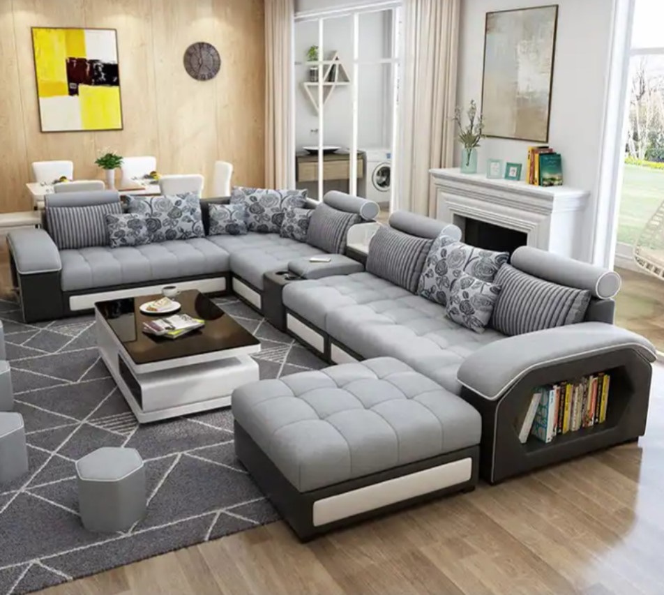 Comfynest 7-Seater Modern Sofa Set with Unique Design, Perfect for Spacious Living Rooms – 238x358x82cm