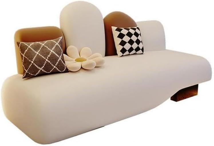 Comfynest Contemporary Eco-Leather Sofa with Scratch and Stain Resistant - 170.18 x 71.12 x 81.28 cm, Beige/Coffee