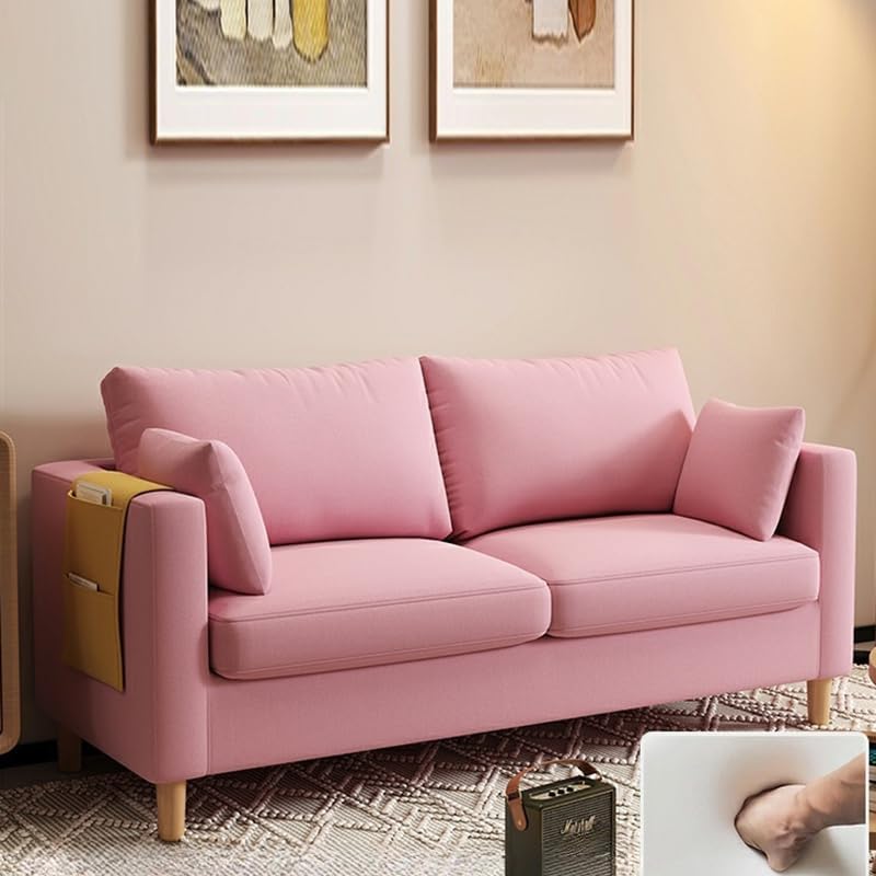 Comfynest Modern 2-Seater Fabric Sofa With Bolster Pillows And Storage 121.92 X 60.96 X 55.88 Cm