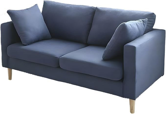 Comfynest Modernism Fabric Loveseat With Square Arm And Bolster Pillows 121.92 X 68.58 X 60.96 Cm