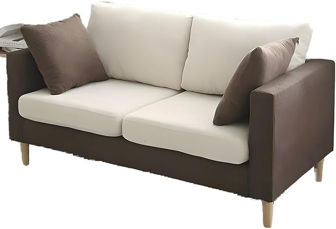 Comfynest Modernism Fabric Loveseat With Square Arm And Bolster Pillows 121.92 X 68.58 X 60.96 Cm