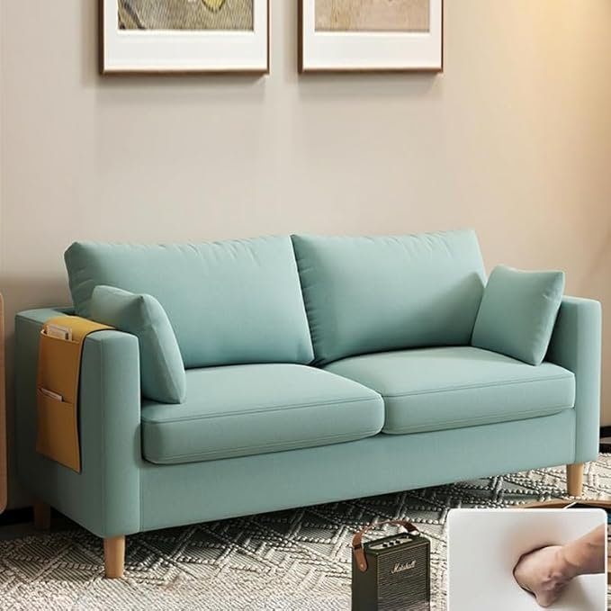 Comfynest Modern 2-Seater Fabric Sofa With Bolster Pillows And Storage 121.92 X 60.96 X 55.88 Cm