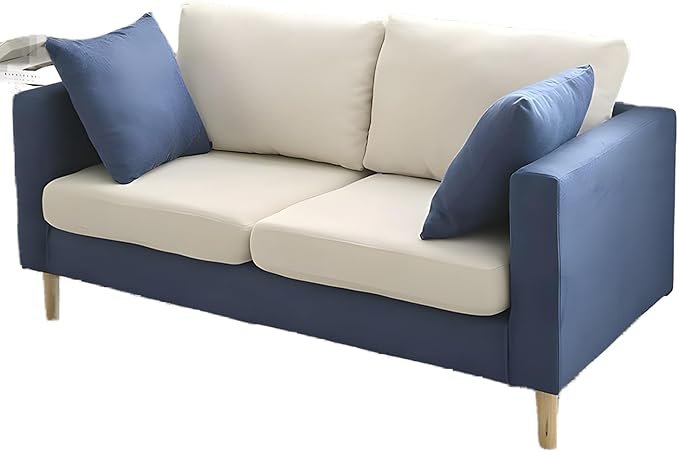 Comfynest Modernism Fabric Loveseat With Square Arm And Bolster Pillows 121.92 X 68.58 X 60.96 Cm