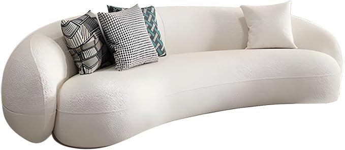 Comfynest Scandinavian Fabric Cushions Tuxedo Arm Living Room Curved Settee 210.82 X 88.9 X 63.5 Cm