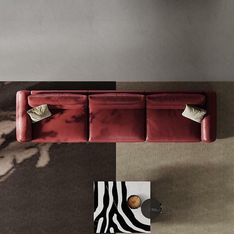 Comfynest Red Faux Leather Sofa - Modern Design, Loose Back, Space-Saving, Durable Build, Comfortable Seating for Three