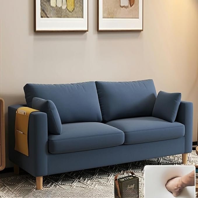 Comfynest Modern 2-Seater Fabric Sofa With Bolster Pillows And Storage 121.92 X 60.96 X 55.88 Cm
