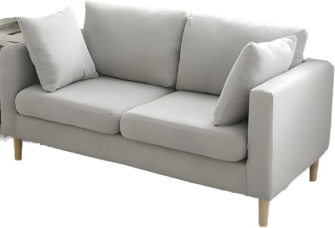 Comfynest Modernism Fabric Loveseat With Square Arm And Bolster Pillows 121.92 X 68.58 X 60.96 Cm