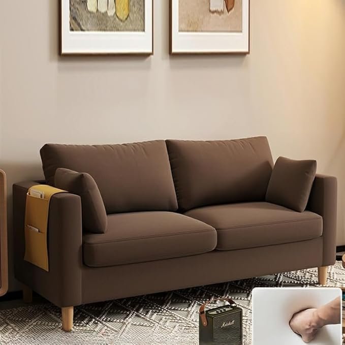 Comfynest Modern 2-Seater Fabric Sofa With Bolster Pillows And Storage 121.92 X 60.96 X 55.88 Cm