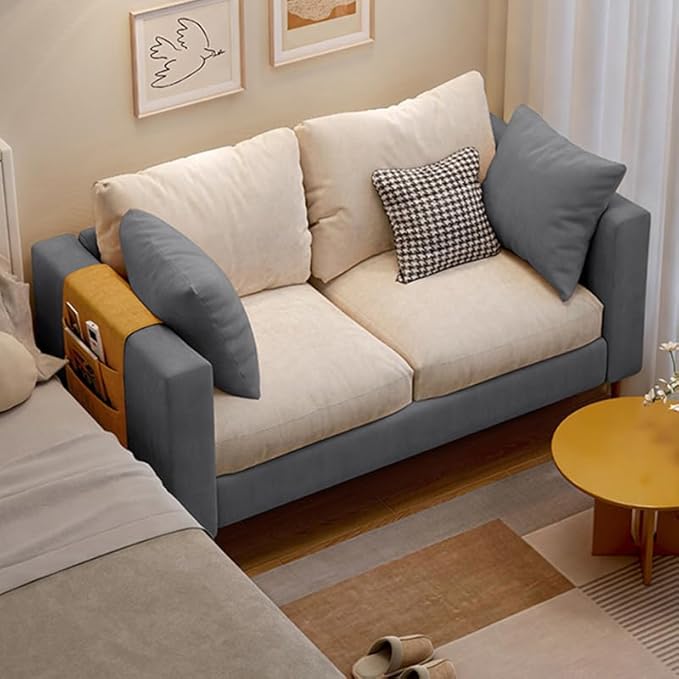 Comfynest Contemporary Fabric Cushioned Sofa with Square Arm for Bedroom
