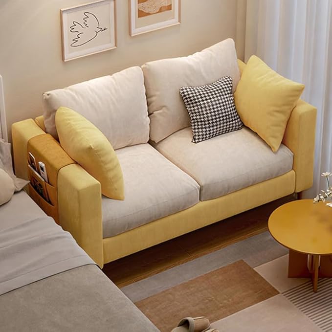 Comfynest Contemporary Fabric Cushioned Sofa with Square Arm for Bedroom
