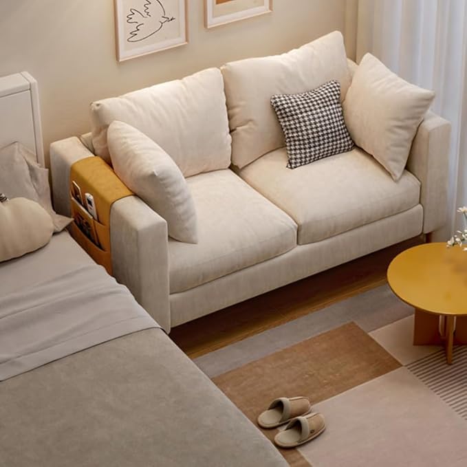 Comfynest Contemporary Fabric Cushioned Sofa with Square Arm for Bedroom