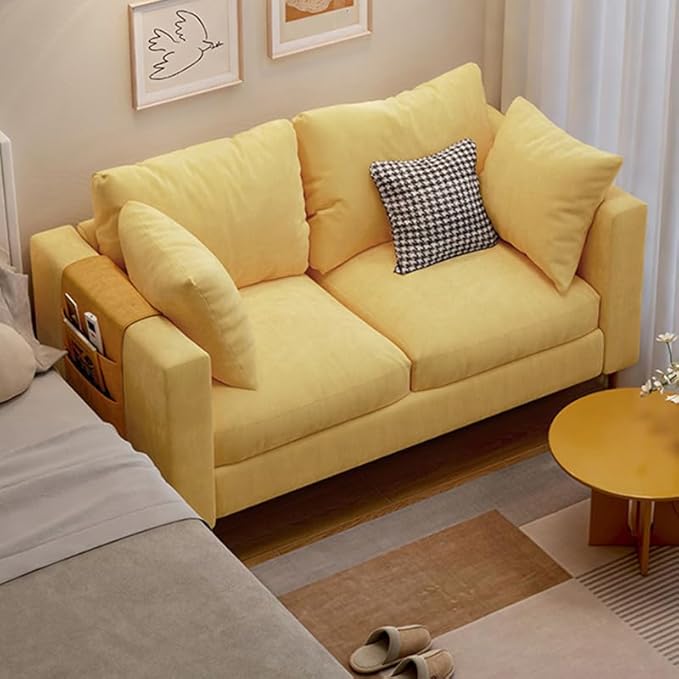 Comfynest Contemporary Fabric Cushioned Sofa with Square Arm for Bedroom