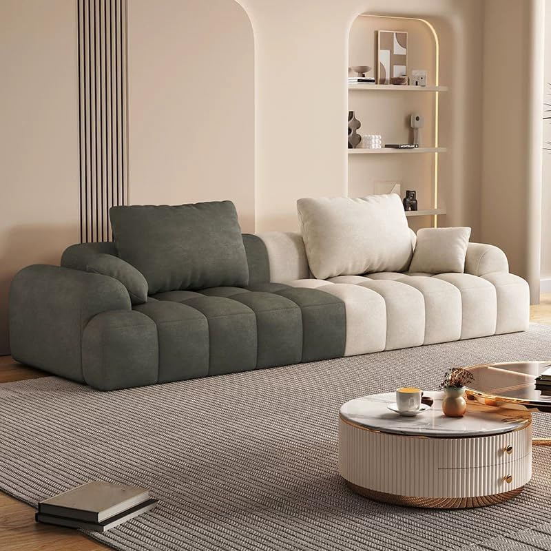 Comfynest Extra Long Modern Wood Framed Sofa With Standard Seat Size And Foam Filling - Anti Cat Scratch Fabric 240 X 96 X 65 Cm (Dark Grey/Beige)