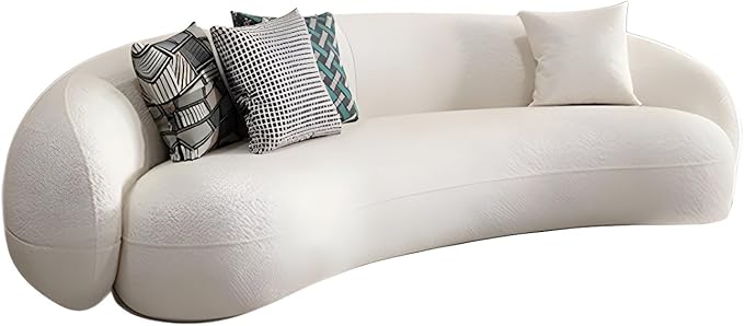 Comfynest Scandinavian Fabric Cushions Tuxedo Arm Living Room Curved Settee 210.82 X 88.9 X 63.5 Cm