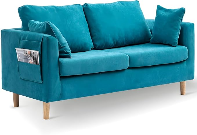 Comfynest Loose Back Square Arm Sofa 2-Seater Fabric Cushions Loveseat With Storage 142.24 X 64.9986 X 55.88 Cm