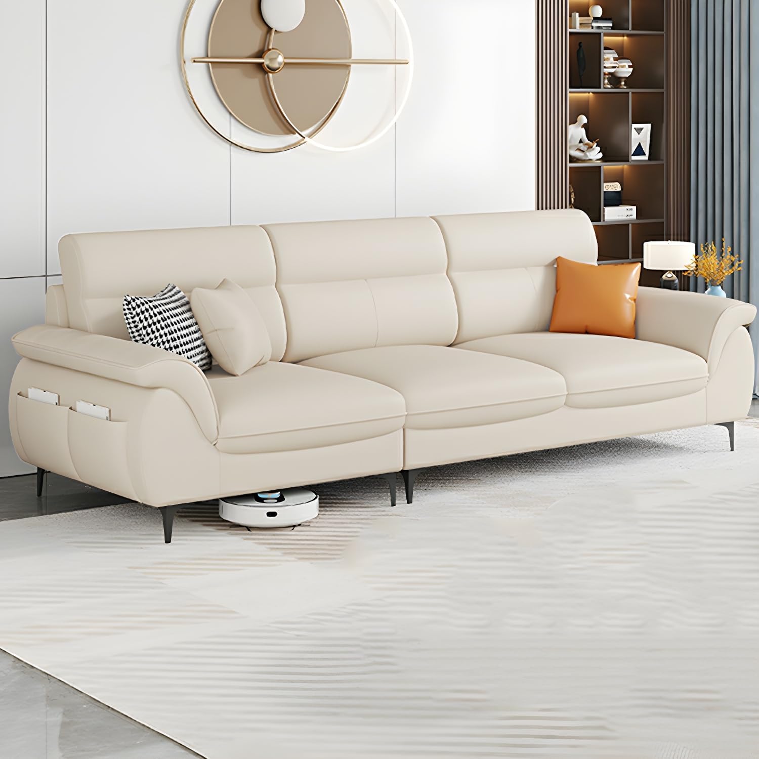 Comfynest Extra Long Pine Wood Modern Sofa With Storage Seats 3 No Resis//Tures Thick Cushion - Anti Cat Scratch Fabric 210 X 86 X 90 Cm