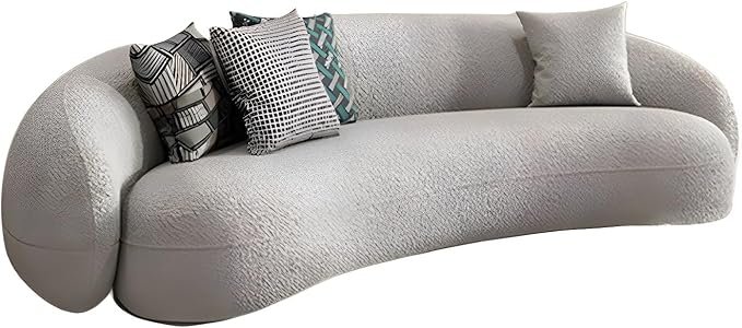 Comfynest Scandinavian Fabric Cushions Tuxedo Arm Living Room Curved Settee 210.82 X 88.9 X 63.5 Cm