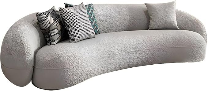 Comfynest Scandinavian Fabric Cushions Tuxedo Arm Living Room Curved Settee 210.82 X 88.9 X 63.5 Cm