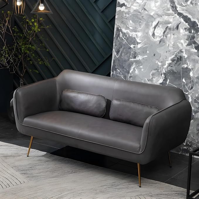 Comfynest Glam Velvet 2-Seater Sofa With Gold Legs And Stain-Resistant Fabric 162.56 X 76.2 X 78.74 Cm