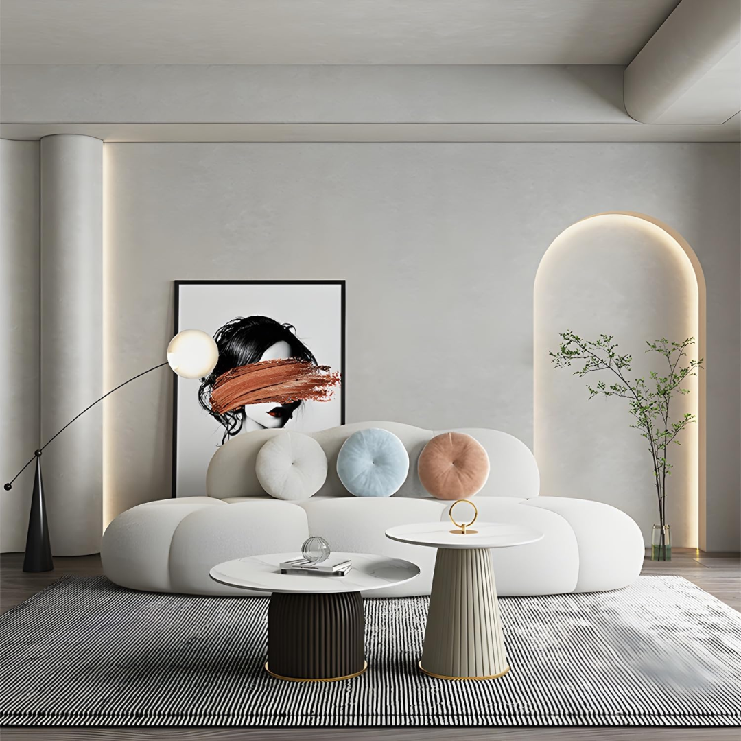 Comfynest Contemporary Living Room Sofa - Armless Design, Plush Cushions, Durable Cotton Upholstery, 210 x 95 x 73 cm (White, Medium)