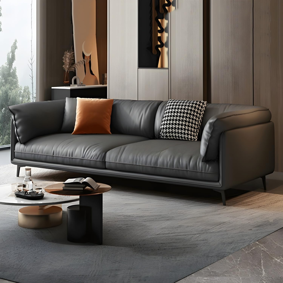 Comfynest Contemporary Pillow Top Arm Sofa With Cushions For Living Room - Tech Cloth 160 X 90 X 85 (Grey)