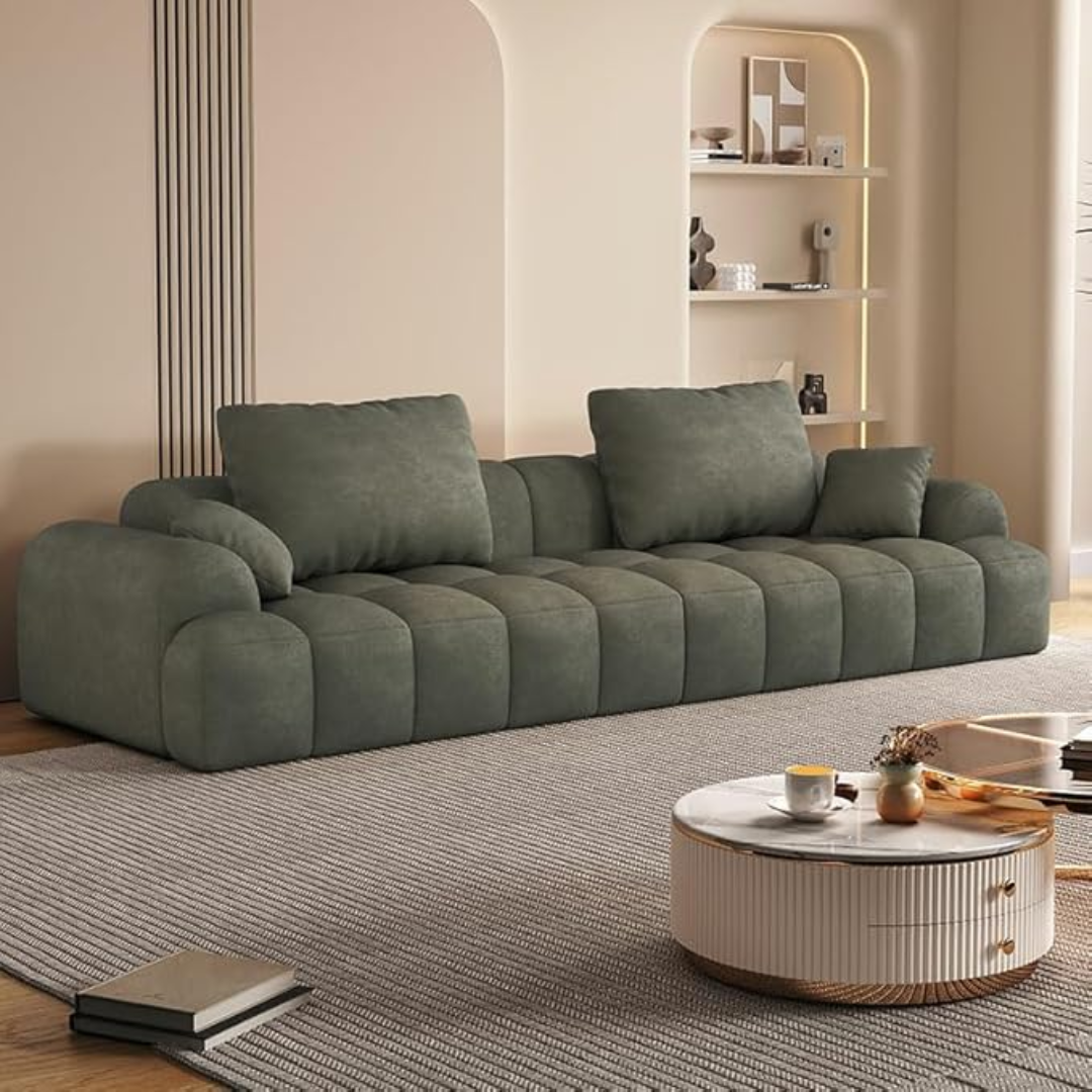 Comfynest Extra Long Modern Wood Framed Sofa With Standard Seat Size And Foam Filling - Anti Cat Scratch Fabric 240 X 96 X 65 Cm (Dark Grey)