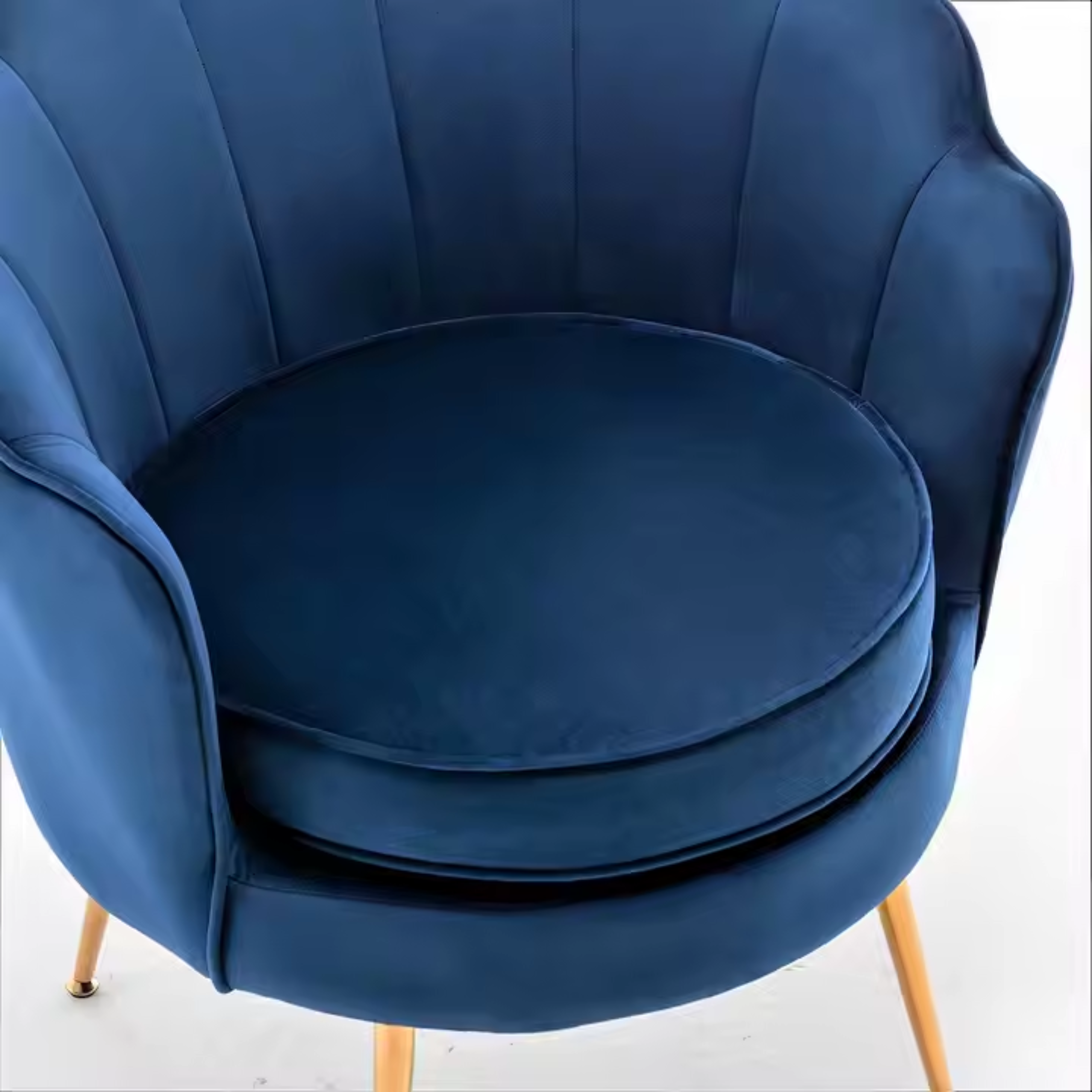 Comfynest Modern Leisure Velvet Flowered Armchair Fabric Accent Chair with Golden Legs for Home Living Room or Hotel Use (Blue)