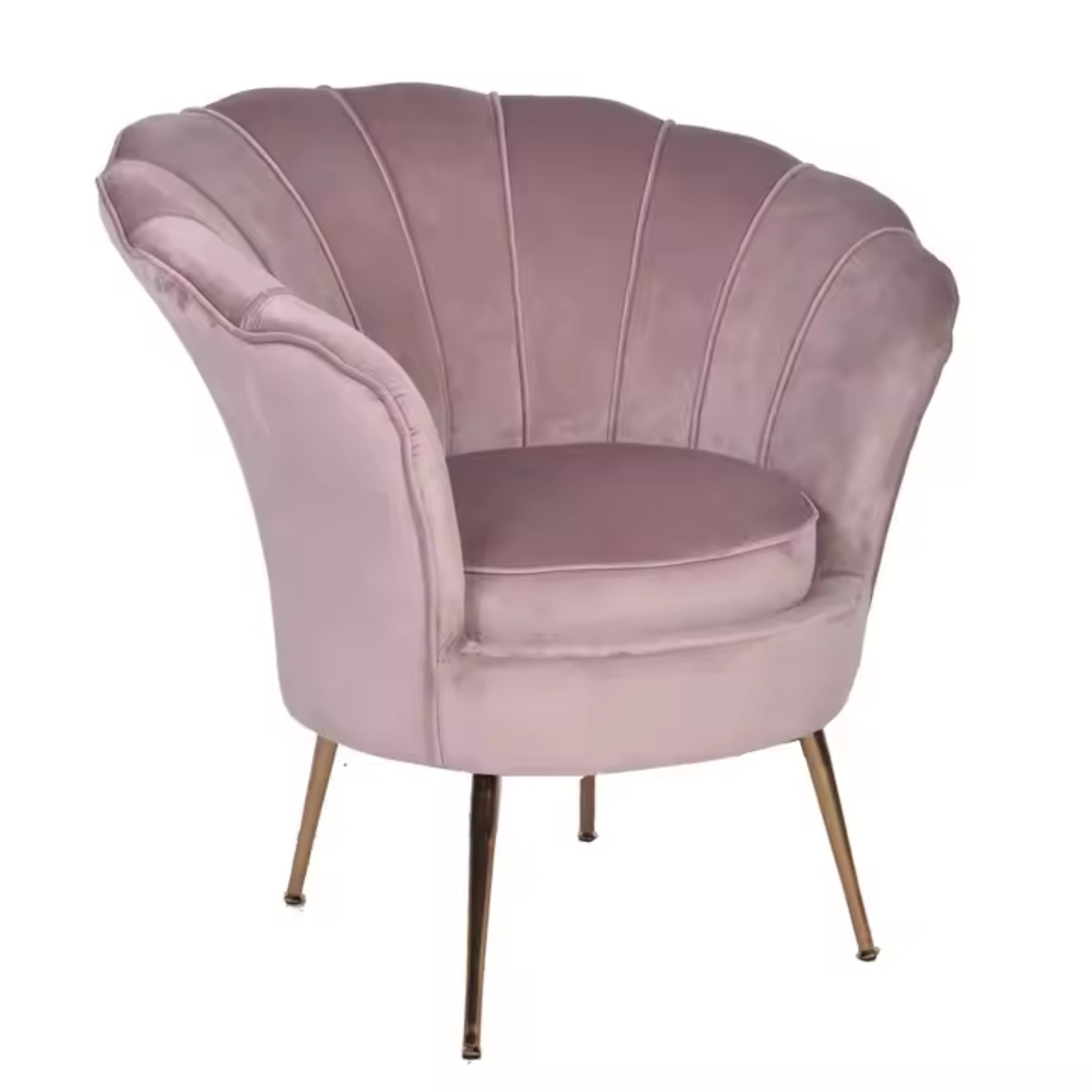 Comfynest Modern Leisure Velvet Flowered Armchair Fabric Accent Chair with Golden Legs for Home Living Room or Hotel Use