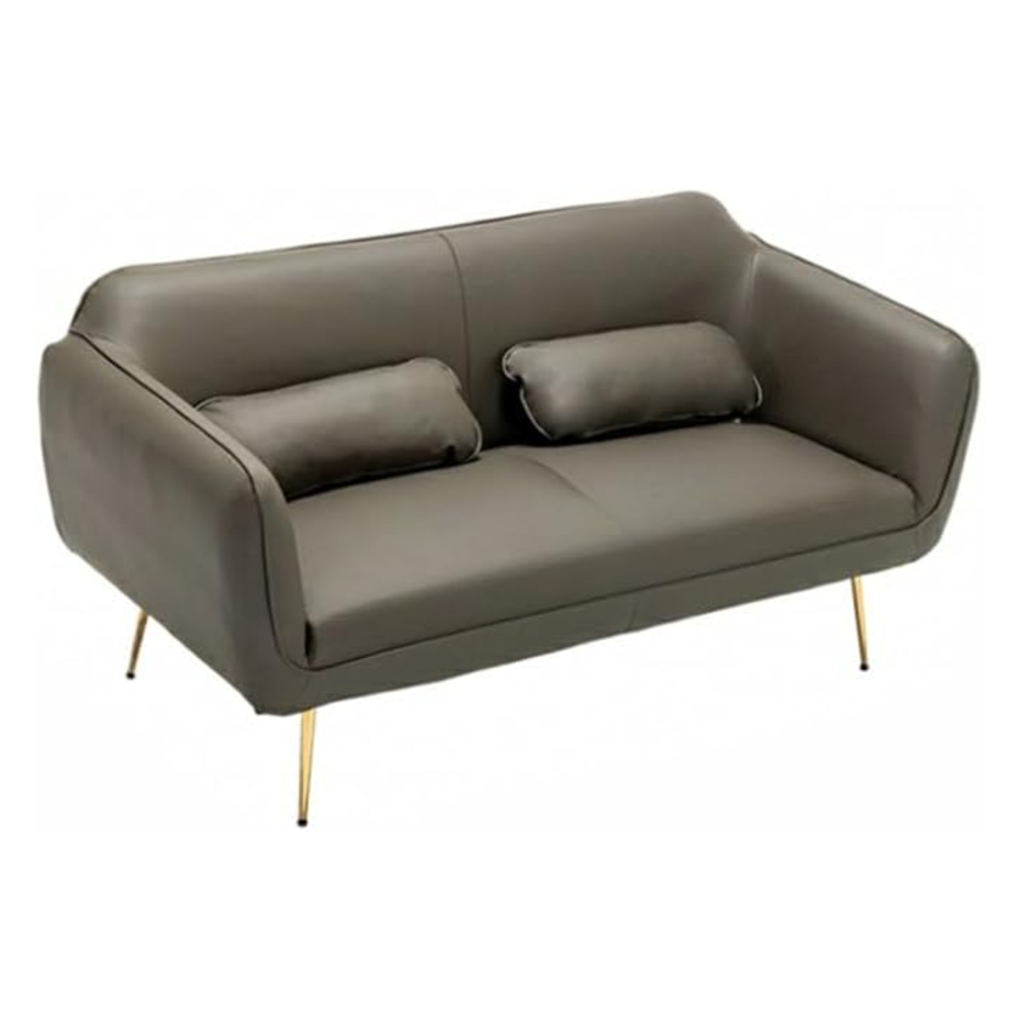Comfynest PU Upholstery Glam Loveseat Sofa - Flared Arms, Compact Size for Two, 142.24 x 76.2 x 78.74 cm, Solid Green Design (Dark Grey, 2 Seater)