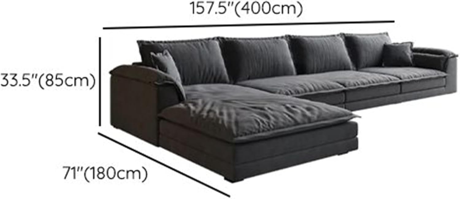 Comfynest 3-Piece L-Shaped Sofa Set with Left-Facing Chaise, Recessed Arms, and Plush Dove Grey Upholstery