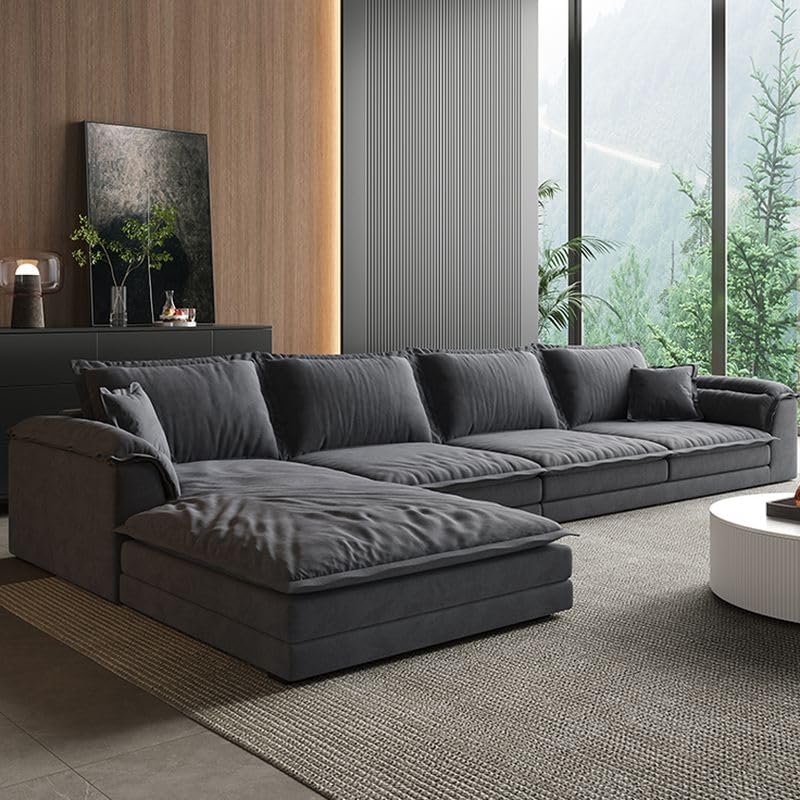 Comfynest 3-Piece L-Shaped Sofa Set with Left-Facing Chaise, Recessed Arms, and Plush Dove Grey Upholstery
