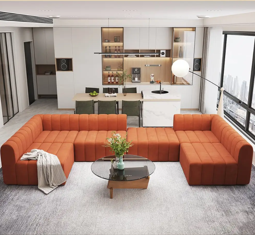 Comfynest Modern U-Shaped Sofa – Spacious, Elegant, and Comfortable Seating